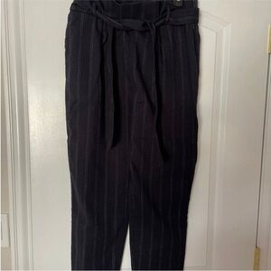 Leith Women’s Navy Grey Striped Casual Pants M